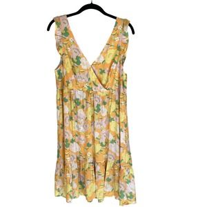 Sanctuary Carefree V-neck Floral Babydoll Ruffle Hem Dress